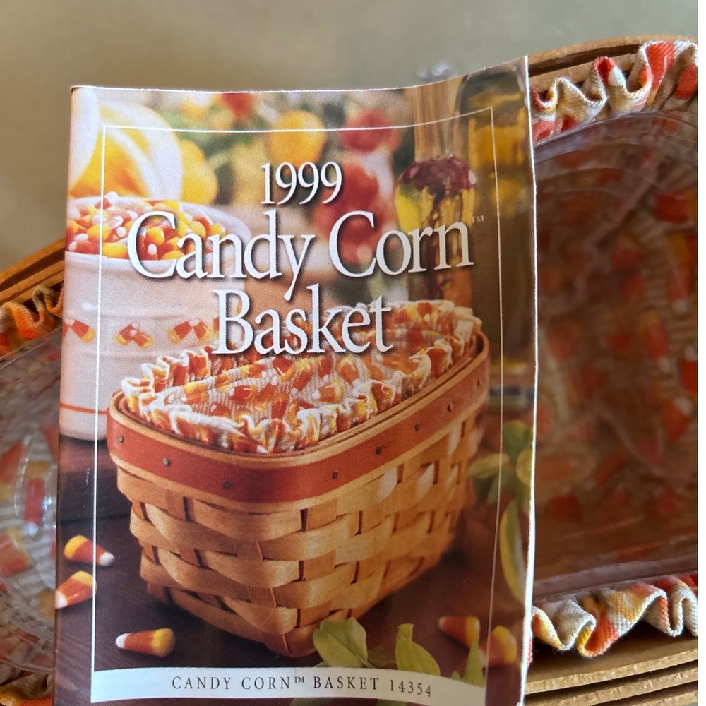 Longaberger 1999 Candy Corn Basket 14354 Handwoven Fabric Liner & Protector